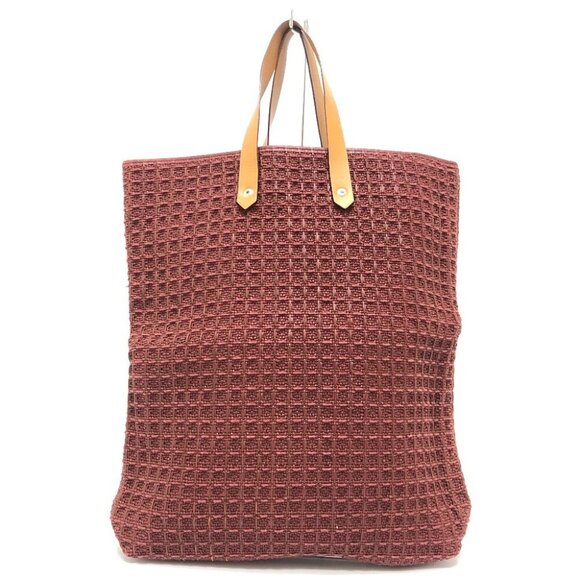 HERMES Amedaba GM Bag Hand Bag Tote Bag Canvas Brown - Picture 1 of 16